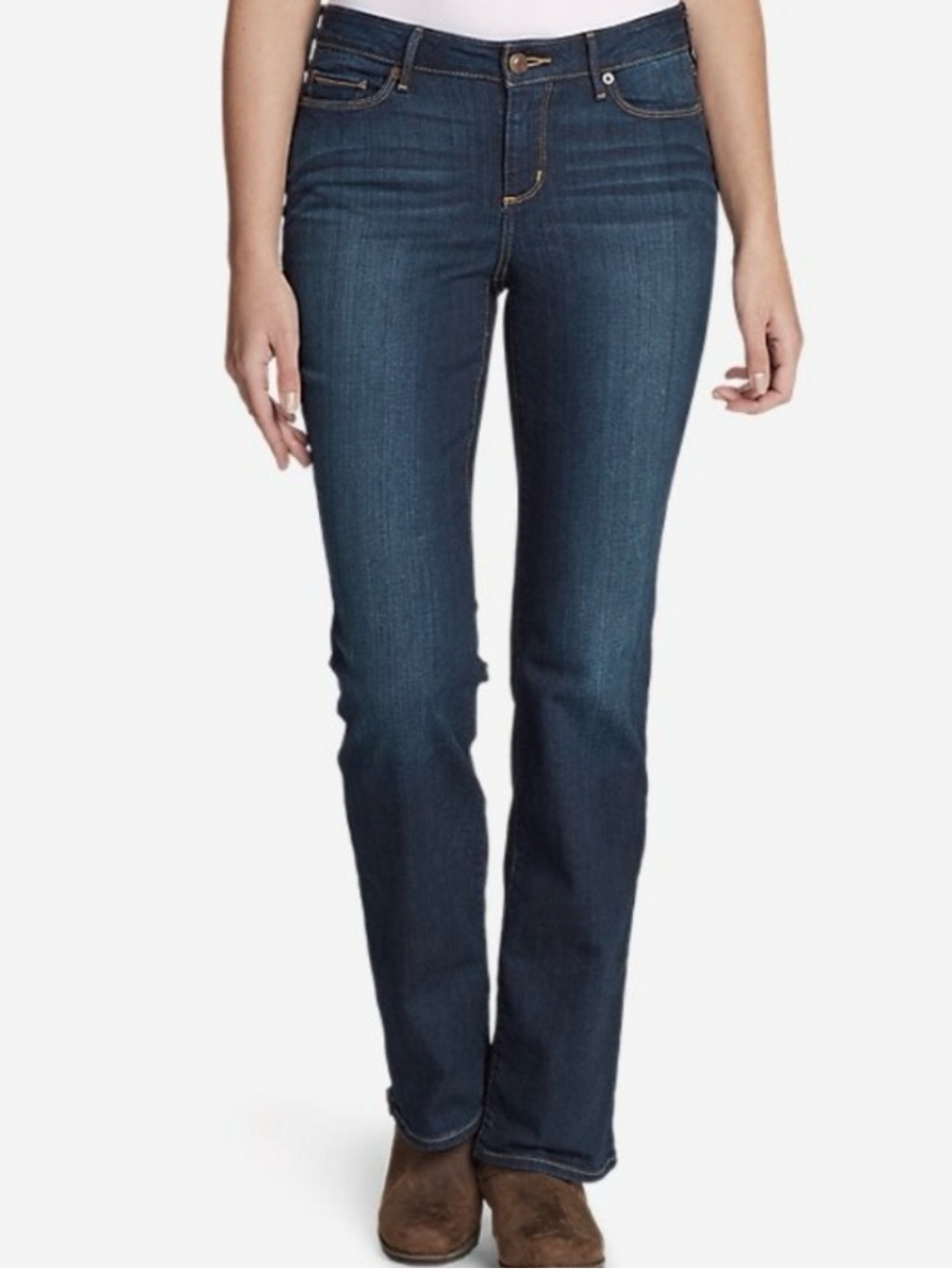Eddie Bauer Womens Slightly Curvy Mid Rise Bootcut Jeans Sz 10